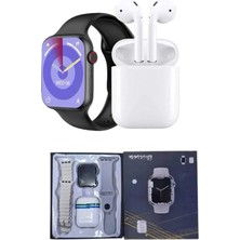 My Best Store Akıllı Saat Gümüş Kasa Bluetooth Kulaklık Hediyeli Çok Fonksiyonlu Ikili Set