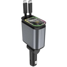My Best Store 4’ü 1 Arada Çift USB Bağlantı Çakmaklık, Type-C Hızlı Şarjlı 66W,GERI Çekilebilir Araç