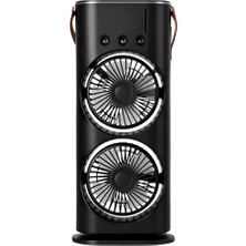 My Best Store Şarjlı Buharlı Serinletici Fan Rgb Işıklı Çift Pervaneli Masa Fanı