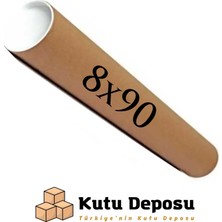 Kutu Deposu 8X90 cm Kapaklı Silindir Postüp Rulo Gönderi Kutusu (10 Adet)