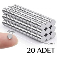 Dünya Magnet 20 Adet 5x2 Yuvarlak Mini Neodyum Mıknatıs Magnet Çap: 5 mm Kalınlık : 2 mm