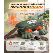 Tekno Tarz 58 Gerçek El Hissi Boyun ve Omuz Masaj Aleti Isıtmalı Şarjlı Kablosuz Masaj Cihazı 3 Modlu Derin Doku Masajı