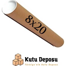 Kutu Deposu 8X20 cm Kapaklı Silindir Postüp Rulo Gönderi Kutusu (10 Adet)