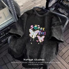 Luliana Baskılı Premium Kalite Yıkama Sokak Stili Oversize T-Shirt