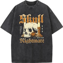 Luliana Baskılı Premium Kalite Yıkama Sokak Stili Oversize T-Shirt