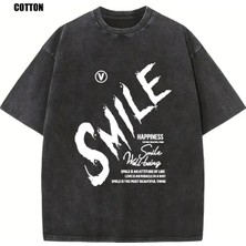 Luliana Baskılı Premium Kalite Yıkama Sokak Stili Oversize T-Shirt