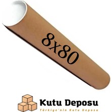 Kutu Deposu 8X80 cm Kapaklı Silindir Postüp Rulo Gönderi Kutusu (10 Adet)