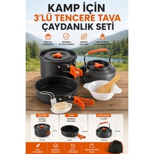 Yenilig Kamp Için 3'lü Tencere Tava Çaydanlık Seti Taşınabilir Outdoor Kamp Mutfak Seti Çok Renkli