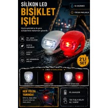 ArtMaster Bisiklet Işığı LED Kırmızı Beyaz 2 Li 1 Paket Bisiklet Motorsikler Silikon Lamba Ledli Flaşör Çakar Lamba Ön Arka Işık
