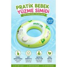 Upstyle Bebek Yüzme Simidi Süngerli Ebeveyn Tutma Yerli Çift Emniyetli Bas Şişir Pratik Yeşil Simit