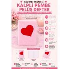 Yenilig Kalpli Pembe Peluş Defter 21X15 cm Yumuşak Kapaklı Çizgili Not Defteri Pembe