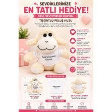 Yenilig Seni Seviyorum Kuzum Yazılı Tişörtlü Peluş Kuzu 24 cm Beyaz