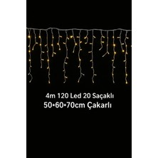 Yenilig 4 M 120 LED 20 Saçaklı Perde Işık - 50/60/70CM Flaşörlü Dekoratif LED Çok Renkli