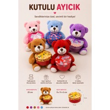 Yenilig Kutulu Peluş Ayıcık 25 cm Kalp Kutulu Sevimli Oyuncak Ayı Romantik Hediyelik Peluş Çok Renkli