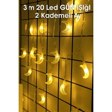 Yenilig 3 Metre 20 LED Ay Figürlü Işık - Gün Işığı, Pilli ve 2 Kademeli Dekoratif Süs Çok Renkli