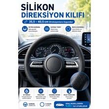 Deconitte Oto Silikon Direksiyon Kılıfı Siyah, Kaymaz Yüzey, Yumuşak Tutuş, Kolay Takılan Universal Araç Direksiyon Koruyucu