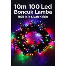 Yenilig 10 Metre 100 LED Boncuk Lamba - Rgb Renkli Işık, Siyah Kablo ve Parti Aydınlatması Çok Renkli