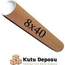 Kutu Deposu 8X40 cm Kapaklı Silindir Postüp Rulo Gönderi Kutusu (10 Adet)