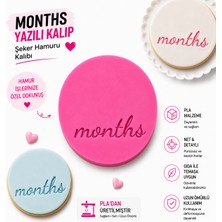 Studio Aslan Design Months Yazılı Şeker Hamuru Kalıbı | Baby Months Fondant Kalıbı | Aylık Bebek Konsept Pasta ve Kurabiye Mührü | Pla 3D Baskı Kalıp