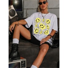 Luliana Baskılı Premium Kalite Yıkama Sokak Stili Oversize T-Shirt