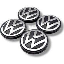 MOZOKO 70 mm Dış 56 mm İç Çap Volkswagen Logolu Siyah Krom Jant Göbeği Seti Geçmeli Jant Kapağı 4 Adet