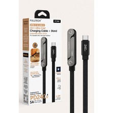 Azurtech Fulltech FC161 Usb-C To Usb-C 240W Pd Hızlı Şarj Kablosu 1.2 Metre | Katlanabilir Telefon Standlı, 48V/5A, Örgülü Kablo