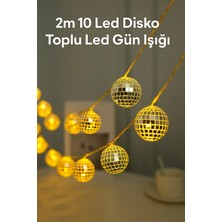 Yenilig 2 Metre 10 LED Disko Topu Işık - Gün Işığı, Dekoratif ve Pilli Parti LED Zinciri Çok Renkli