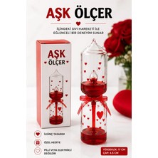 Yenilig Aşk Ölçer Dekoratif Cam Sıvılı Termometre Romantik Hediye Masaüstü Dekor 17 cm Kırmızı