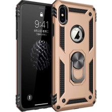 Apple iPhone Xs Max Kılıf Sofya Yüzüklü Silikon Kapak - Gold