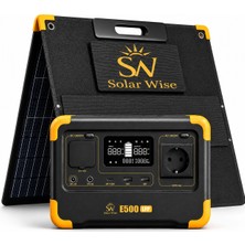 Solar Wise E500 Maxpack | 600W 576WH Taşınabilir Güç Istasyonu + 100W Katlanabilir Güneş Paneli | Lifepo4 | Ups | Wifi | Bluetooth