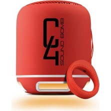 Powerway C4 Taşınabilir Sese Duyarlı LED Işıklı Bluetooth Hoparlör 5 W Güçte Kırmızı Renk