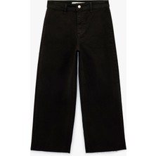 Koton Cepli Rahat Kalıp Kesik Paça Yüksek Bel  Jean Pantolon - Culoette Jean