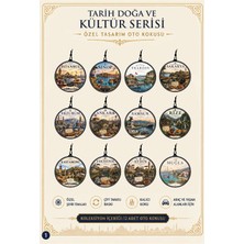 12 Adet Tarih,doğa ve Kültür Tasarımlı Oto Kokusu,araba Kokusu,oto Aksesuarı ve Dikiz Ayna Süsü