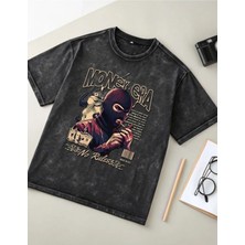 Luliana Baskılı Premium Kalite Yıkama Sokak Stili Oversize T-Shirt