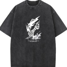 Luliana Baskılı Premium Kalite Yıkama Sokak Stili Oversize T-Shirt