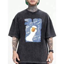 Luliana Baskılı Premium Kalite Yıkama Sokak Stili Oversize T-Shirt