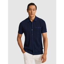 Cacharel Erkek Lacivert Slim Fit Pamuk Karışımlı Triko Gömlek 50326101-VR033