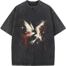Luliana Baskılı Premium Kalite Yıkama Sokak Stili Oversize T-Shirt