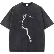 Luliana Baskılı Premium Kalite Yıkama Sokak Stili Oversize T-Shirt