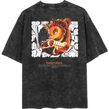 Luliana Baskılı Premium Kalite Yıkama Sokak Stili Oversize T-Shirt