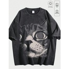 Luliana Baskılı Premium Kalite Yıkama Sokak Stili Oversize T-Shirt