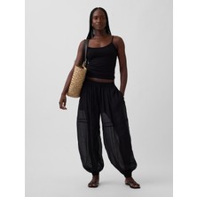 Gap Kadın Siyah Sheer Paraşüt Pantolon