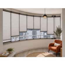 Miora Perde Açık Gri Plise Katlanır Cam Balkon Perdesi - Ofis Perdesi - Mutfak Perdesi - Salon Perdesi