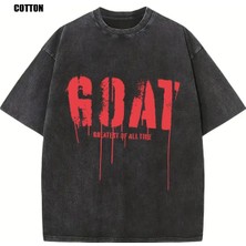 Luliana Baskılı Premium Kalite Yıkama Sokak Stili Oversize T-Shirt