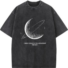Luliana Baskılı Premium Kalite Yıkama Sokak Stili Oversize T-Shirt