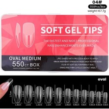 ERHCE Oval Soft Jel Tips Takma Tırnak 550'LI Gel Nail Art Tırnak Uzatma Protez Tırnak