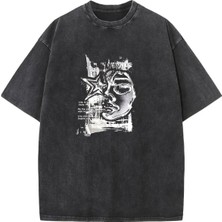 Luliana Baskılı Premium Kalite Yıkama Sokak Stili Oversize T-Shirt