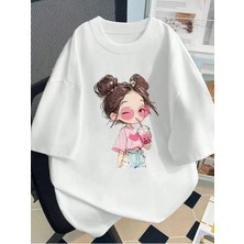 Luliana Baskılı Premium Kalite Yıkama Sokak Stili Oversize T-Shirt