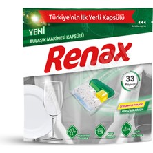 Renax Bulaşık Makinesi Kapsülü 33'lü 2 Adet Güçlü Yağ Çözme Özelliği ile Etkili Temizlik