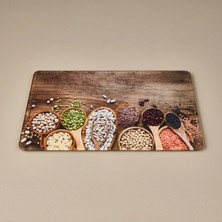 Matmel Sebze Desenli Cam Kesme Tahtası - Renkli - 20X30 cm